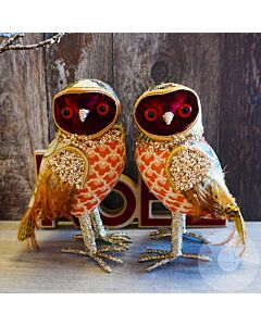 Gisela Graham Patchwork Fabric/Feather Owl